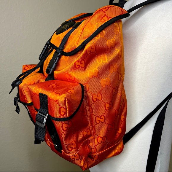 GUCCI Off The Grid Backpack Econyl Orange GG Logo Sustainable Rucksack Luxurious - Picture 2 of 16